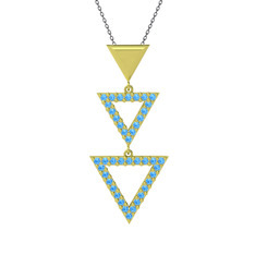 Orya Üçgen Kolye - Akuamarin 14 ayar altın kolye (40 cm gümüş rolo zincir) #1twi118