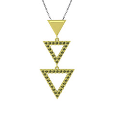 Orya Üçgen Kolye - Peridot 8 ayar altın kolye (40 cm gümüş rolo zincir) #1urmye7