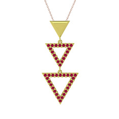 Orya Üçgen Kolye - Rodolit garnet 18 ayar altın kolye (40 cm rose altın rolo zincir) #1vprsdk