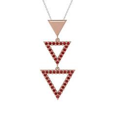 Orya Üçgen Kolye - Garnet 18 ayar rose altın kolye (40 cm beyaz altın rolo zincir) #1yw69hp