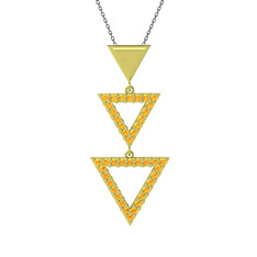 Sitrin 8 ayar altın kolye (40 cm gümüş rolo zincir)