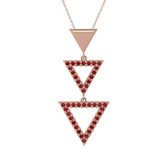 Garnet 14 ayar rose altın kolye (40 cm rose altın rolo zincir)