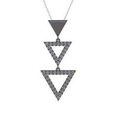 Orya Üçgen Kolye - Pırlanta 925 ayar siyah rodyum kaplama gümüş kolye (0.63 karat, 40 cm beyaz altın rolo zincir) #54o2k6