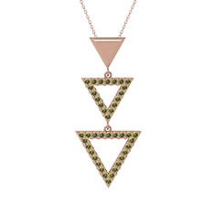 Orya Üçgen Kolye - Peridot 18 ayar rose altın kolye (40 cm rose altın rolo zincir) #5s4xy0