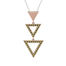 Orya Üçgen Kolye - Peridot 14 ayar rose altın kolye (40 cm beyaz altın rolo zincir) #8sizrp