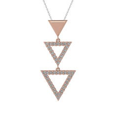 Orya Üçgen Kolye - Swarovski 925 ayar rose altın kaplama gümüş kolye (40 cm beyaz altın rolo zincir) #acwttm