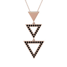Orya Üçgen Kolye - Siyah zirkon 8 ayar rose altın kolye (40 cm rose altın rolo zincir) #bhh5v9