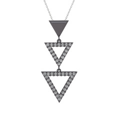 Orya Üçgen Kolye - Swarovski 925 ayar siyah rodyum kaplama gümüş kolye (40 cm beyaz altın rolo zincir) #hx8vui