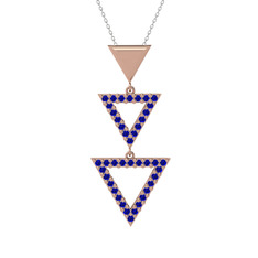 Orya Üçgen Kolye - Lab safir 14 ayar rose altın kolye (40 cm beyaz altın rolo zincir) #jjbvzx
