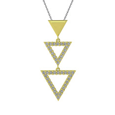 Orya Üçgen Kolye - Beyaz zirkon 18 ayar altın kolye (40 cm gümüş rolo zincir) #kpoc3j
