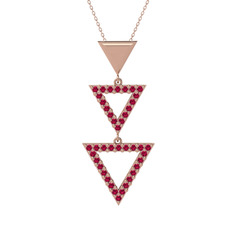 Orya Üçgen Kolye - Rodolit garnet 14 ayar rose altın kolye (40 cm rose altın rolo zincir) #nu2ft0