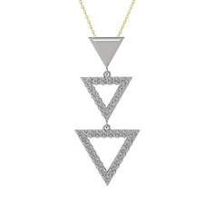 Swarovski 18 ayar beyaz altın kolye (40 cm altın rolo zincir)