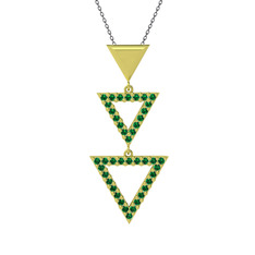 Orya Üçgen Kolye - Yeşil kuvars 18 ayar altın kolye (40 cm gümüş rolo zincir) #qm5r9s