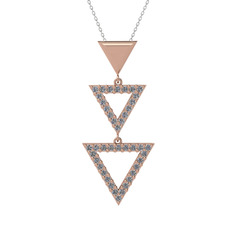 Pırlanta 8 ayar rose altın kolye (0.63 karat, 40 cm beyaz altın rolo zincir)