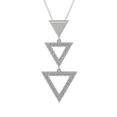 Orya Üçgen Kolye - Beyaz zirkon 18 ayar beyaz altın kolye (40 cm beyaz altın rolo zincir) #sg4wx4