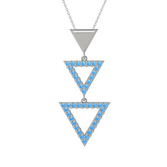 Orya Üçgen Kolye - Akuamarin 18 ayar beyaz altın kolye (40 cm beyaz altın rolo zincir) #smt4mt