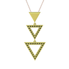 Orya Üçgen Kolye - Peridot 14 ayar altın kolye (40 cm rose altın rolo zincir) #t8kqjs
