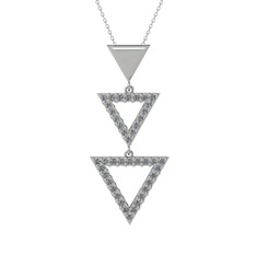 Orya Üçgen Kolye - Pırlanta 8 ayar beyaz altın kolye (0.63 karat, 40 cm gümüş rolo zincir) #v8axls