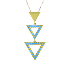 Orya Üçgen Kolye - Akuamarin 925 ayar altın kaplama gümüş kolye (40 cm gümüş rolo zincir) #v9rpzf