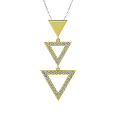 Orya Üçgen Kolye - Swarovski 18 ayar altın kolye (40 cm beyaz altın rolo zincir) #wbanpw
