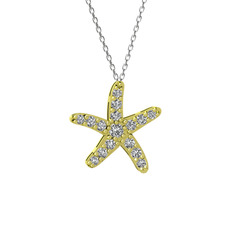 Denizyıldızı Kolye - Swarovski 8 ayar altın kolye (40 cm beyaz altın rolo zincir) #12jm1w3