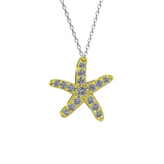 Denizyıldızı Kolye - Pırlanta 8 ayar altın kolye (0.32 karat, 40 cm gümüş rolo zincir) #14n7bsv