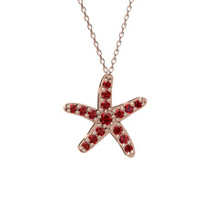 Denizyıldızı Kolye - Garnet 925 ayar rose altın kaplama gümüş kolye (40 cm rose altın rolo zincir) #14xamax