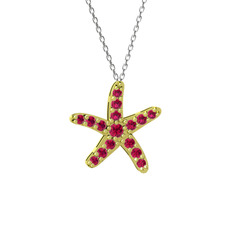 Rodolit garnet 18 ayar altın kolye (40 cm beyaz altın rolo zincir)