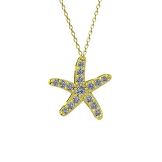 Denizyıldızı Kolye - Pırlanta 18 ayar altın kolye (0.32 karat, 40 cm altın rolo zincir) #18zrjey