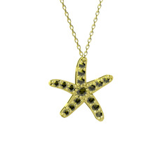 Denizyıldızı Kolye - Peridot 18 ayar altın kolye (40 cm gümüş rolo zincir) #1b1mtr0