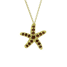 Denizyıldızı Kolye - Dumanlı kuvars 925 ayar altın kaplama gümüş kolye (40 cm altın rolo zincir) #1bd5q8