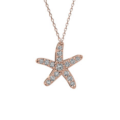 Denizyıldızı Kolye - Swarovski 8 ayar rose altın kolye (40 cm rose altın rolo zincir) #1dqcf85