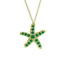 Denizyıldızı Kolye - Yeşil kuvars 18 ayar altın kolye (40 cm altın rolo zincir) #1g24nsc