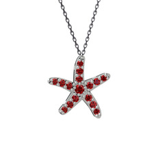 Garnet 8 ayar beyaz altın kolye (40 cm gümüş rolo zincir)