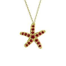 Garnet 8 ayar altın kolye (40 cm altın rolo zincir)