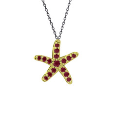 Denizyıldızı Kolye - Kök yakut 8 ayar altın kolye (40 cm gümüş rolo zincir) #1hq8o7n