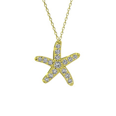 Denizyıldızı Kolye - Swarovski 14 ayar altın kolye (40 cm altın rolo zincir) #1htlhzj