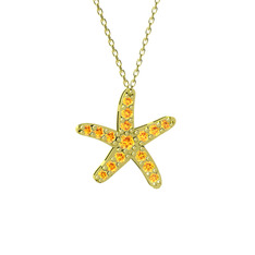 Denizyıldızı Kolye - Sitrin 18 ayar altın kolye (40 cm altın rolo zincir) #1hwi1p0