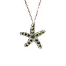 Denizyıldızı Kolye - Peridot 8 ayar beyaz altın kolye (40 cm rose altın rolo zincir) #1hz4ovq