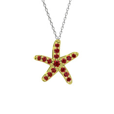 Garnet 14 ayar altın kolye (40 cm beyaz altın rolo zincir)