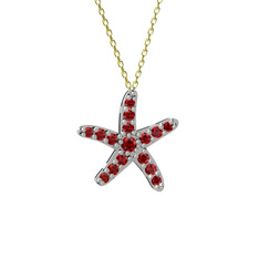 Garnet 14 ayar beyaz altın kolye (40 cm altın rolo zincir)