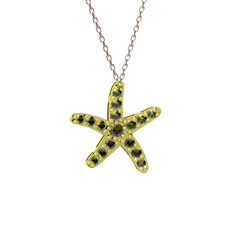 Denizyıldızı Kolye - Peridot 8 ayar altın kolye (40 cm rose altın rolo zincir) #1tkz13o