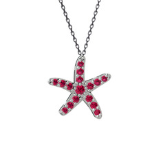 Denizyıldızı Kolye - Rodolit garnet 925 ayar gümüş kolye (40 cm gümüş rolo zincir) #7vy5o4