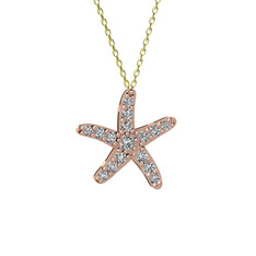 Swarovski 925 ayar rose altın kaplama gümüş kolye (40 cm gümüş rolo zincir)