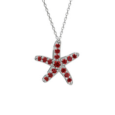 Garnet 8 ayar beyaz altın kolye (40 cm beyaz altın rolo zincir)