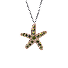 Denizyıldızı Kolye - Peridot 18 ayar rose altın kolye (40 cm gümüş rolo zincir) #ae0zmu
