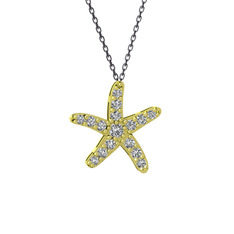 Swarovski 14 ayar altın kolye (40 cm gümüş rolo zincir)