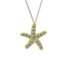 Denizyıldızı Kolye - Pırlanta 14 ayar altın kolye (0.32 karat, 40 cm gümüş rolo zincir) #k30n5q