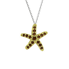 Denizyıldızı Kolye - Dumanlı kuvars 18 ayar altın kolye (40 cm beyaz altın rolo zincir) #nd2ec1