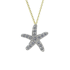 Pırlanta 14 ayar beyaz altın kolye (0.32 karat, 40 cm altın rolo zincir)